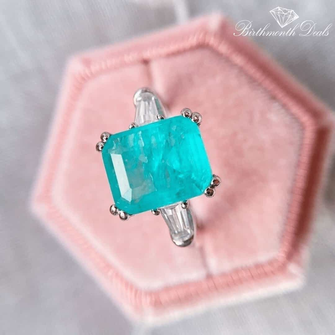 March Aquamarine Birthstone Ring - Birthmonth Deals