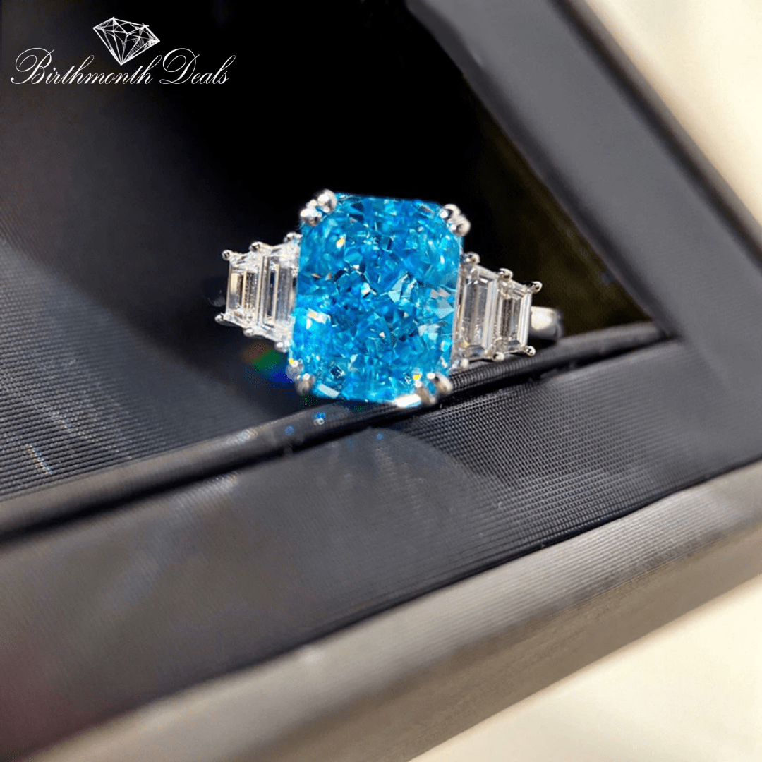 March Aquamarine Birthstone Ring - Birthmonth Deals