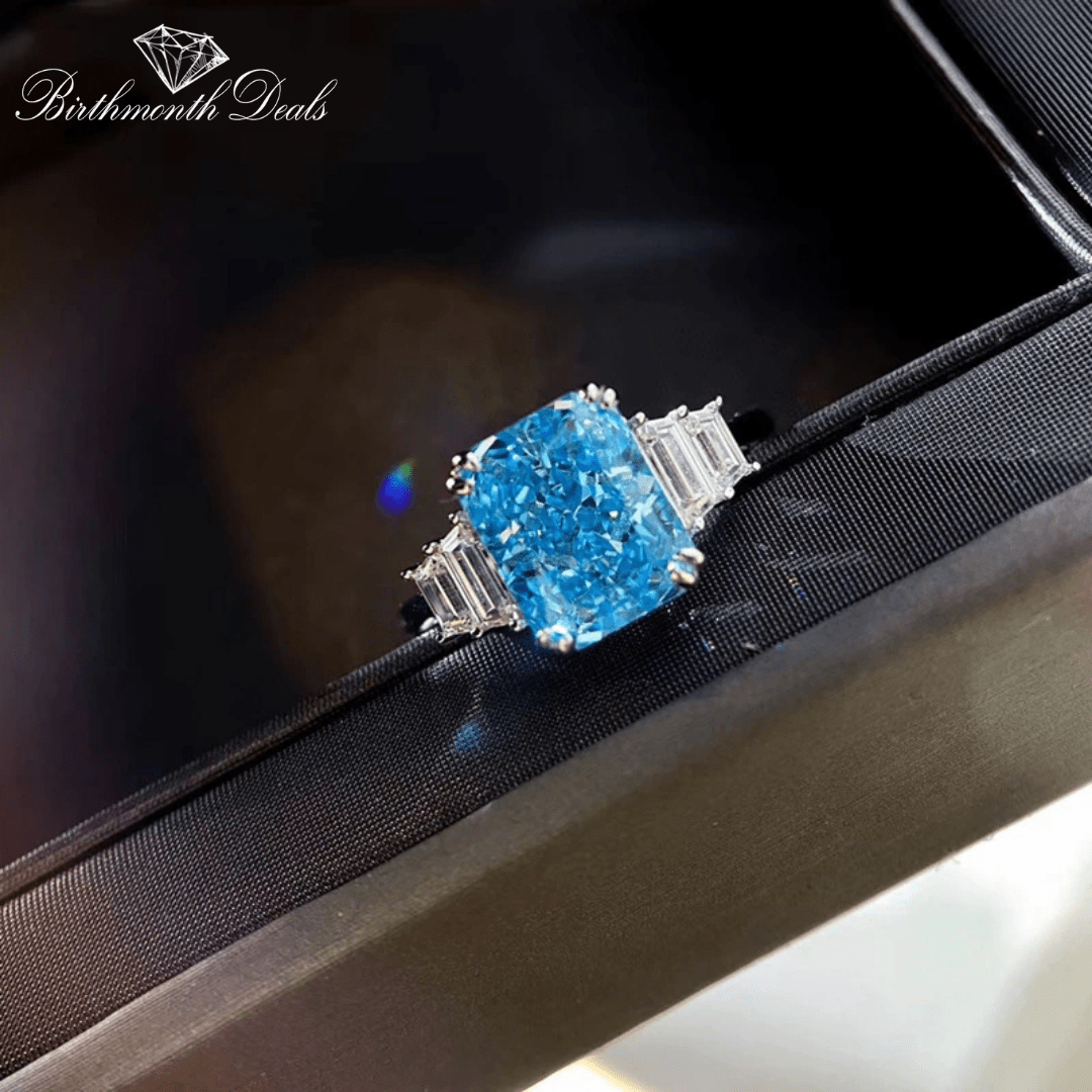 March Aquamarine Birthstone Ring - Birthmonth Deals