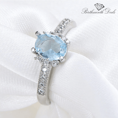 March Aquamarine Birthstone Ring - Birthmonth Deals