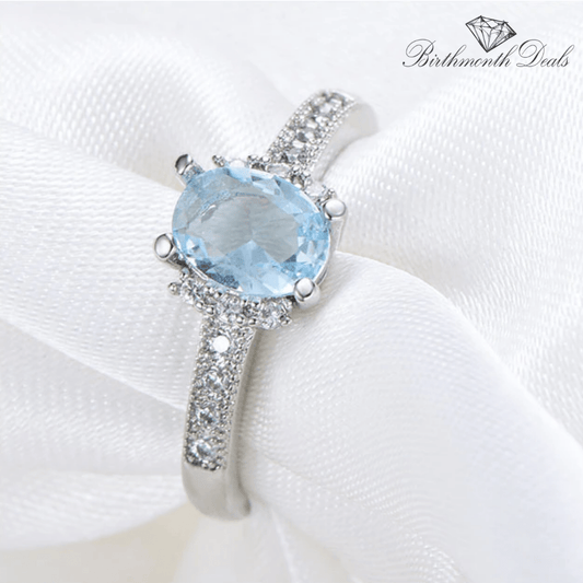 March Aquamarine Birthstone Ring - Birthmonth Deals