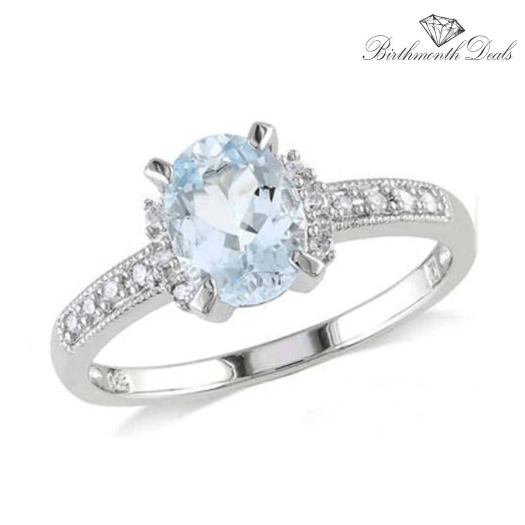 March Aquamarine Birthstone Ring - Birthmonth Deals