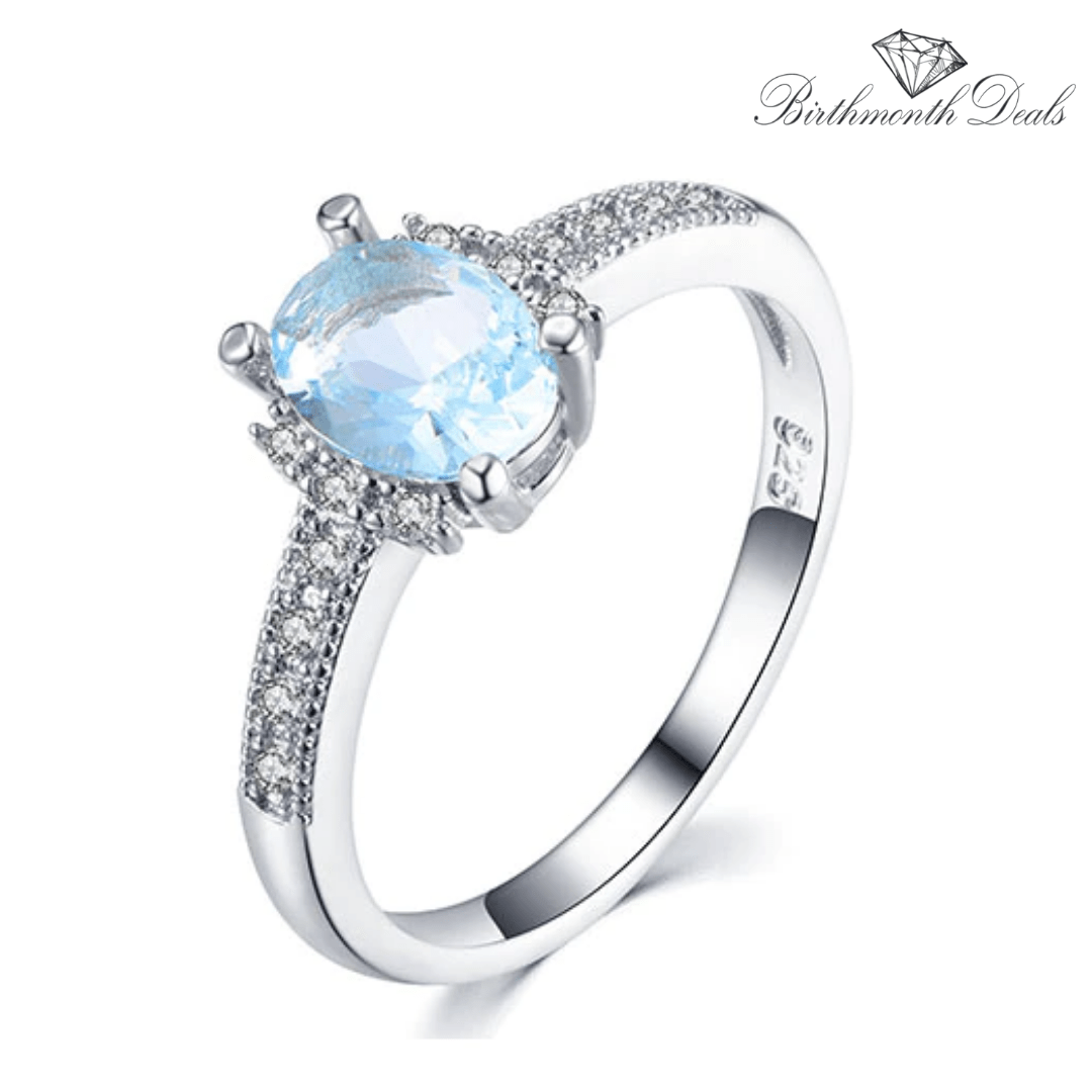 March Aquamarine Birthstone Ring - Birthmonth Deals