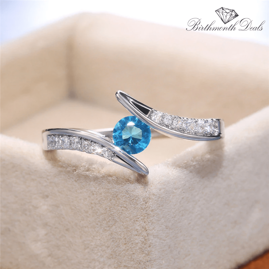 March Aquamarine Birthstone Ring - Birthmonth Deals