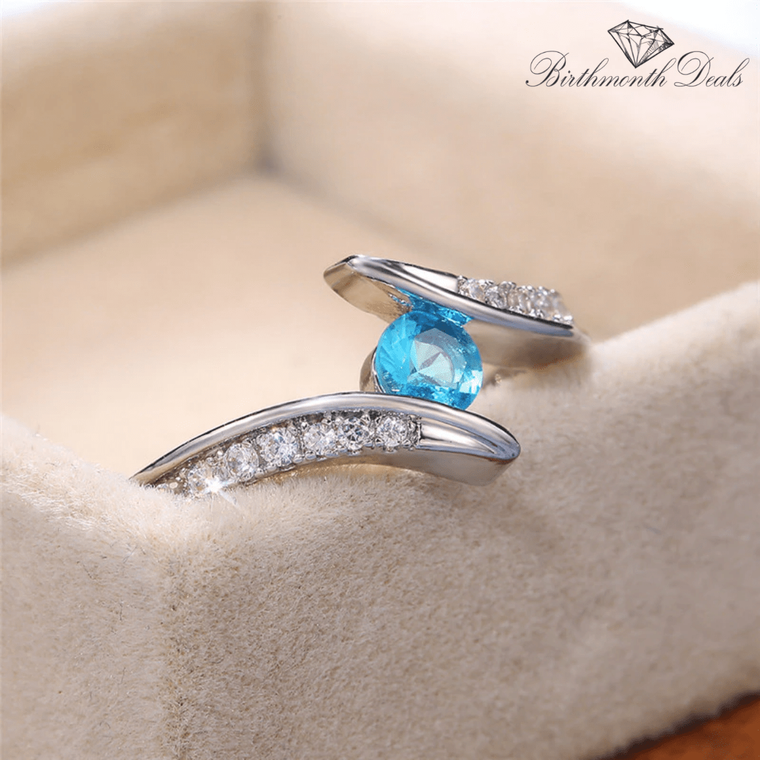 March Aquamarine Birthstone Ring - Birthmonth Deals