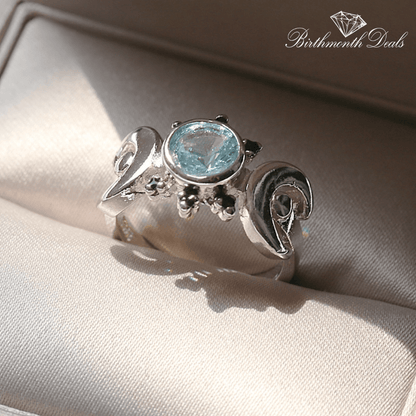 March Aquamarine Birthstone Ring - Birthmonth Deals