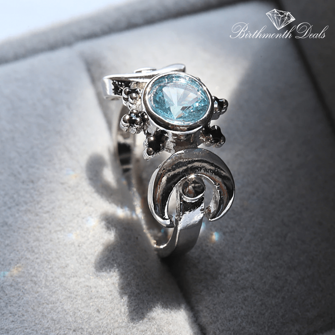 March Aquamarine Birthstone Ring - Birthmonth Deals