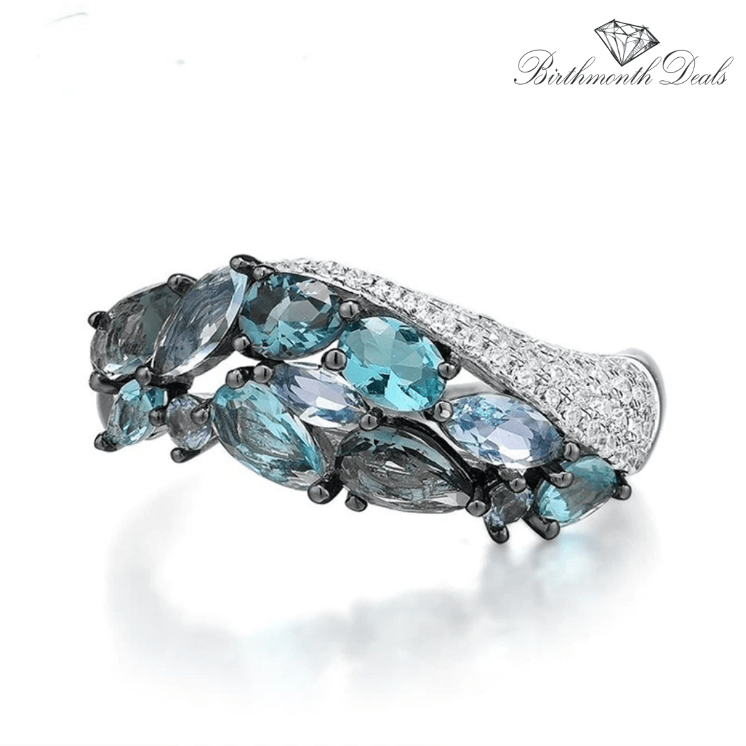 March Aquamarine Birthstone Ring - Birthmonth Deals