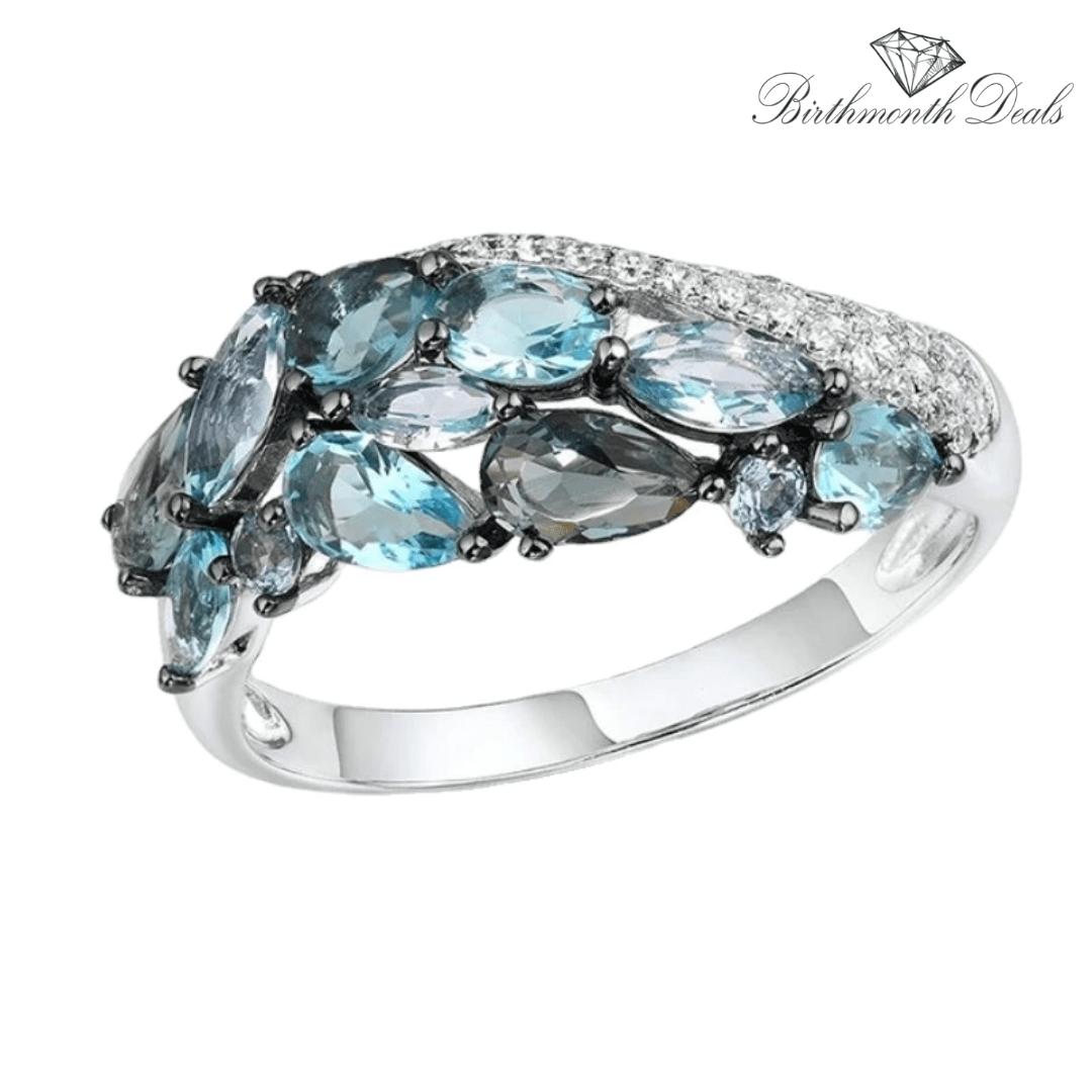 March Aquamarine Birthstone Ring - Birthmonth Deals