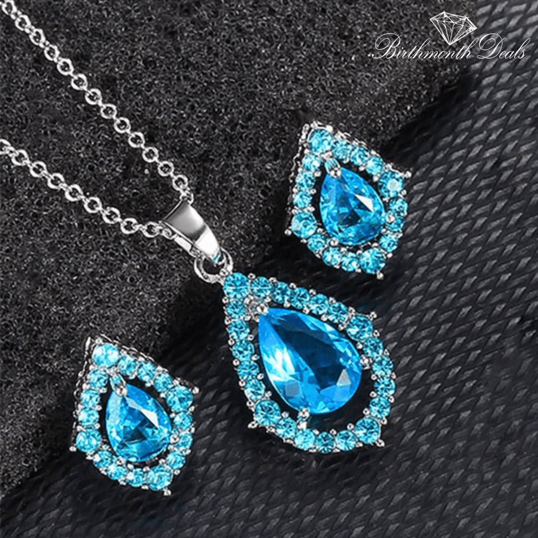 March Aquamarine Birthstone Jewelry Set - Birthmonth Deals