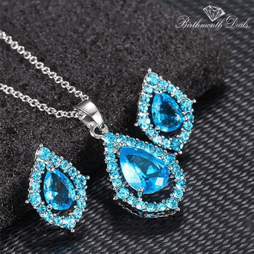 March Aquamarine Birthstone Jewelry Set - Birthmonth Deals