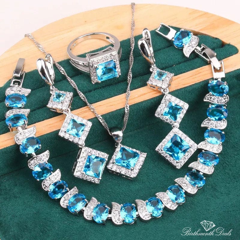 March Aquamarine Birthstone Jewelry Set - Birthmonth Deals