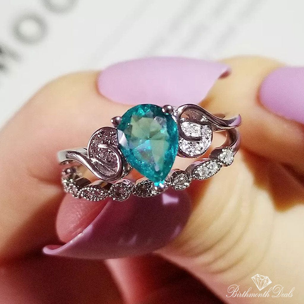 March Aquamarine Stacking Birthstone Ring - Birthmonth Deals