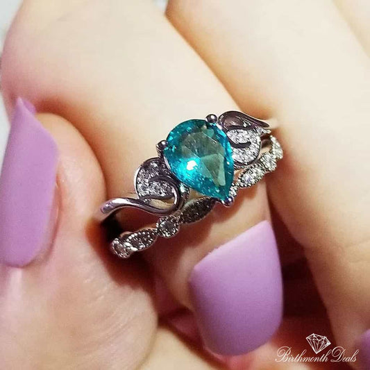 March Aquamarine Stacking Birthstone Ring - Birthmonth Deals