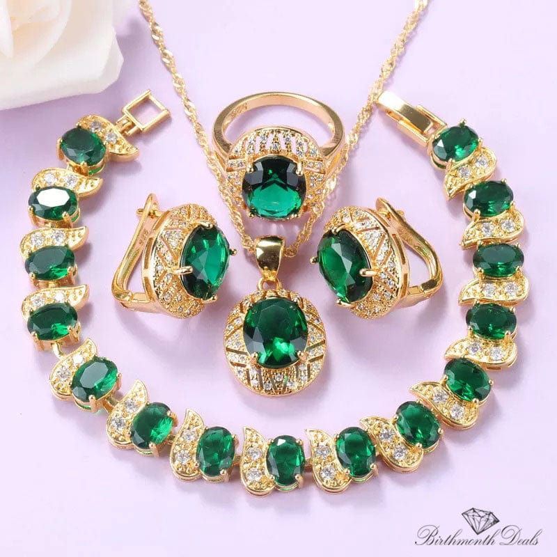 May Emerald Birthstone Jewelry Set