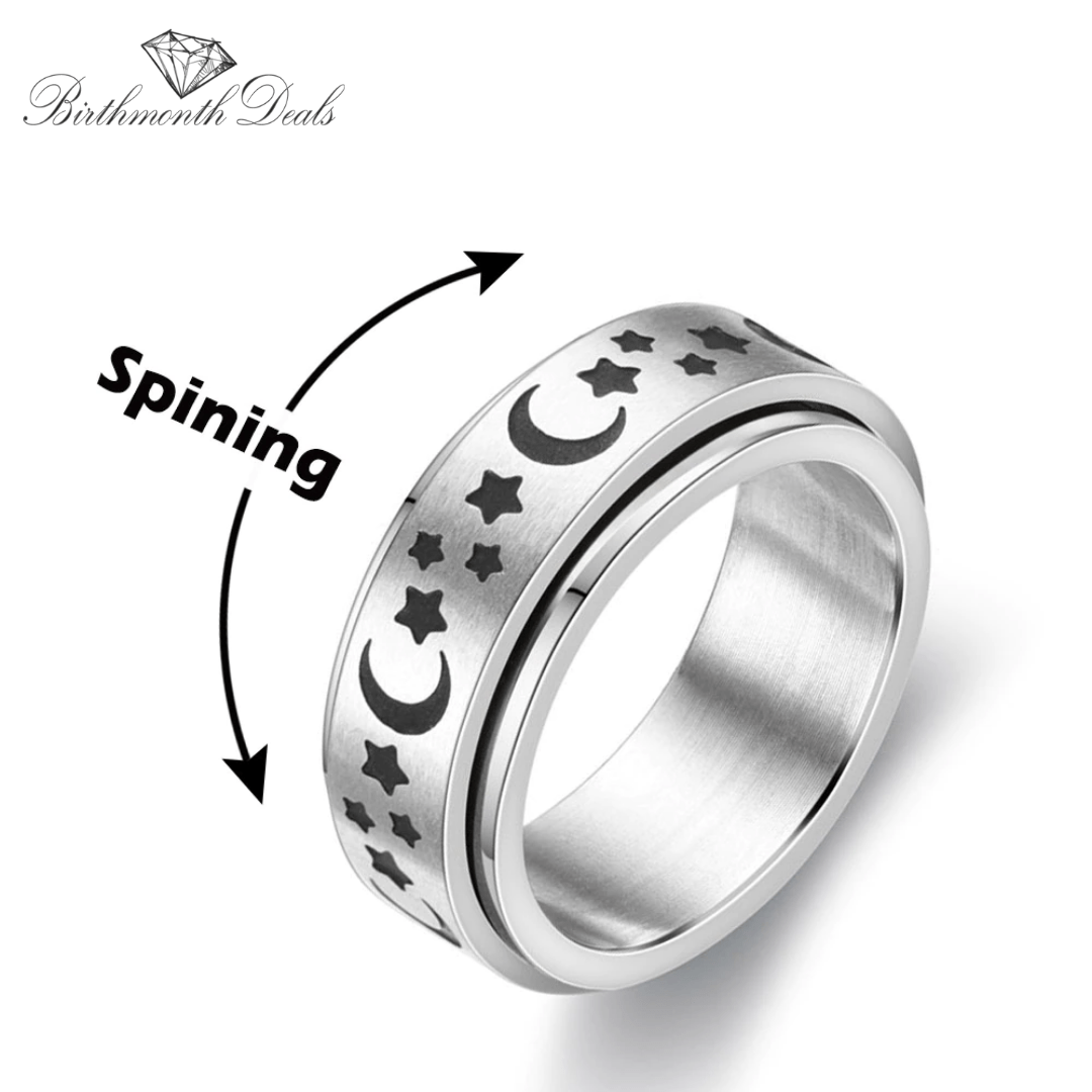 Moon & Stars Spinning Anxiety Ring - Birthmonth Deals