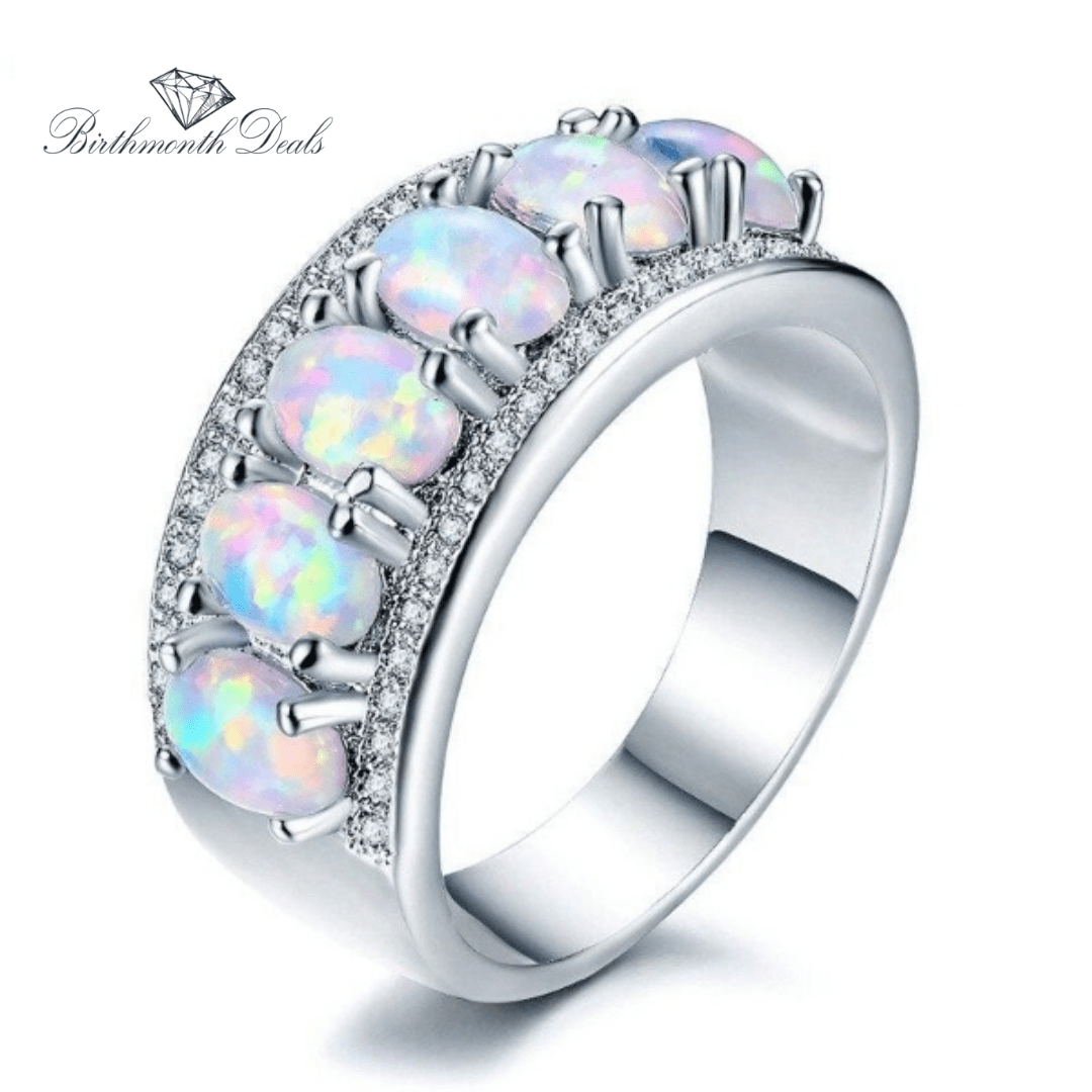 October Opal Birthstone Ring - Birthmonth Deals