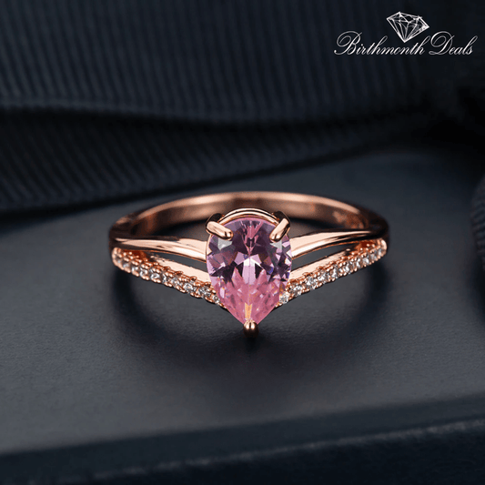 October Pink Tourmaline Birthstone Ring - Birthmonth Deals