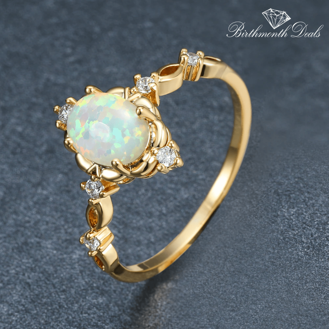 October Opal Birthstone Ring - Birthmonth Deals