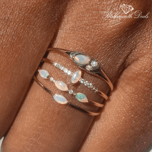 October Opal Birthstone Stacking Ring - Birthmonth Deals