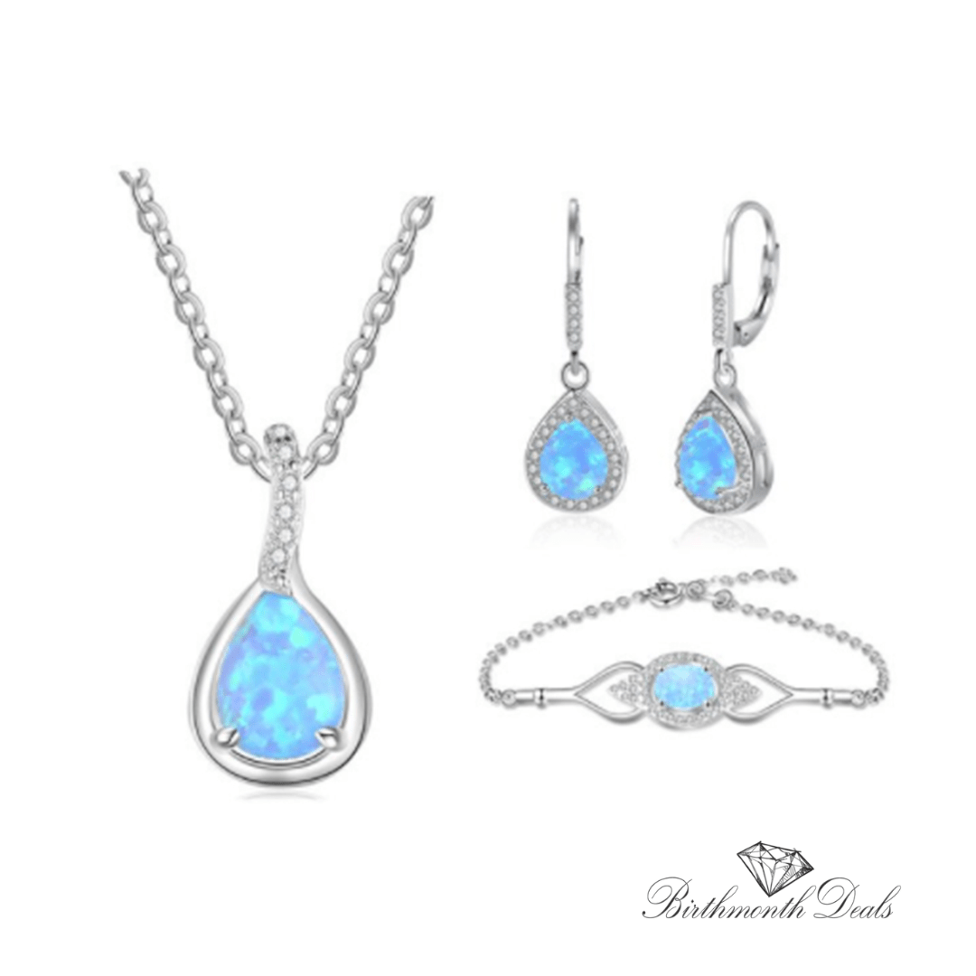 October Opal Birthstone Jewelry Set - Birthmonth Deals