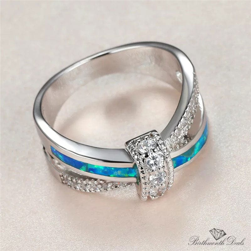 October Blue Opal Birthstone Ring - Birthmonth Deals