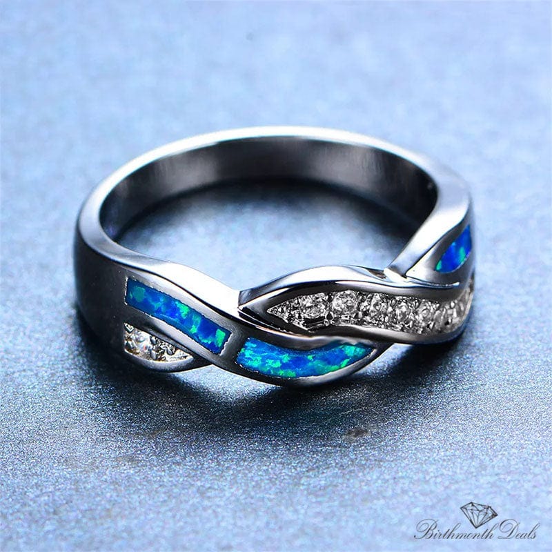 October Blue Opal Birthstone Ring - Birthmonth Deals