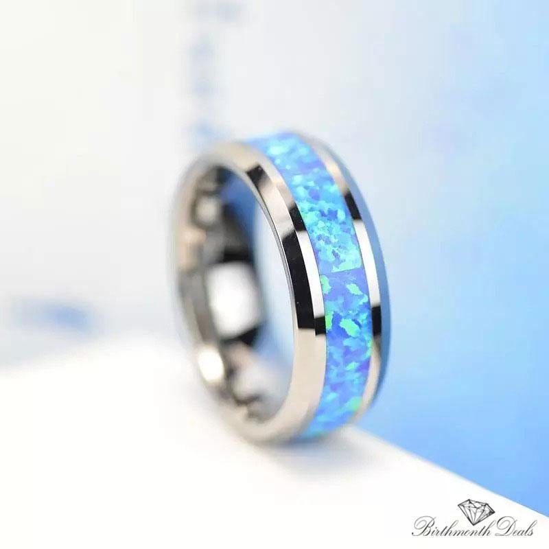 October Blue Opal Birthstone Ring - Birthmonth Deals