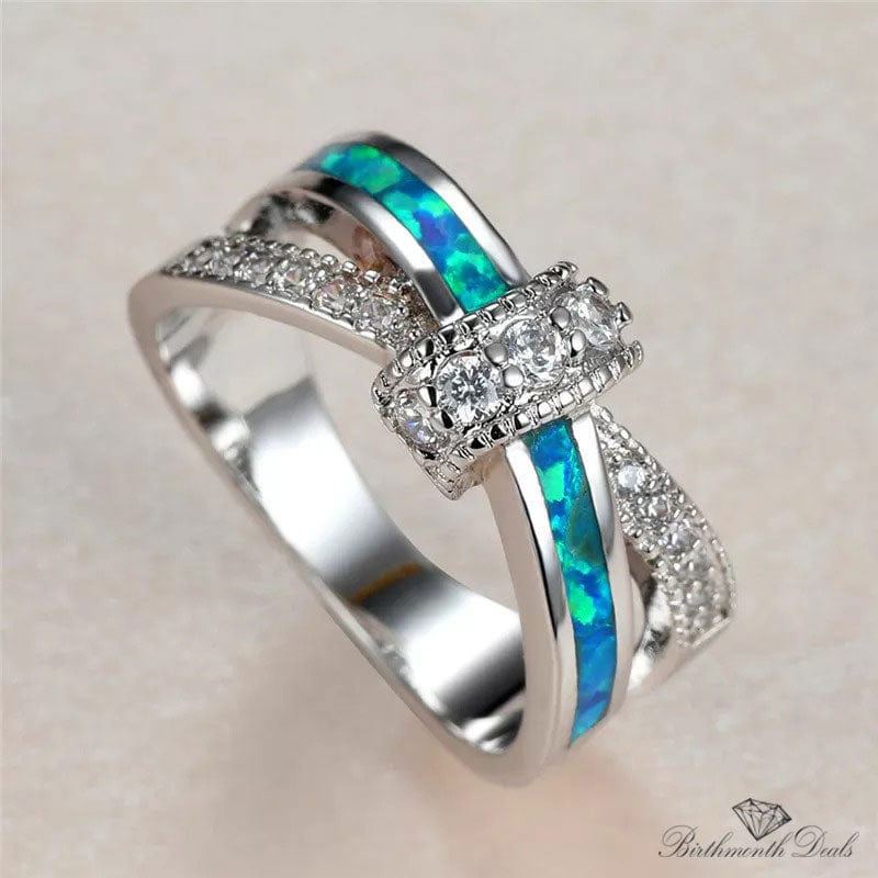 October Blue Opal Birthstone Ring - Birthmonth Deals