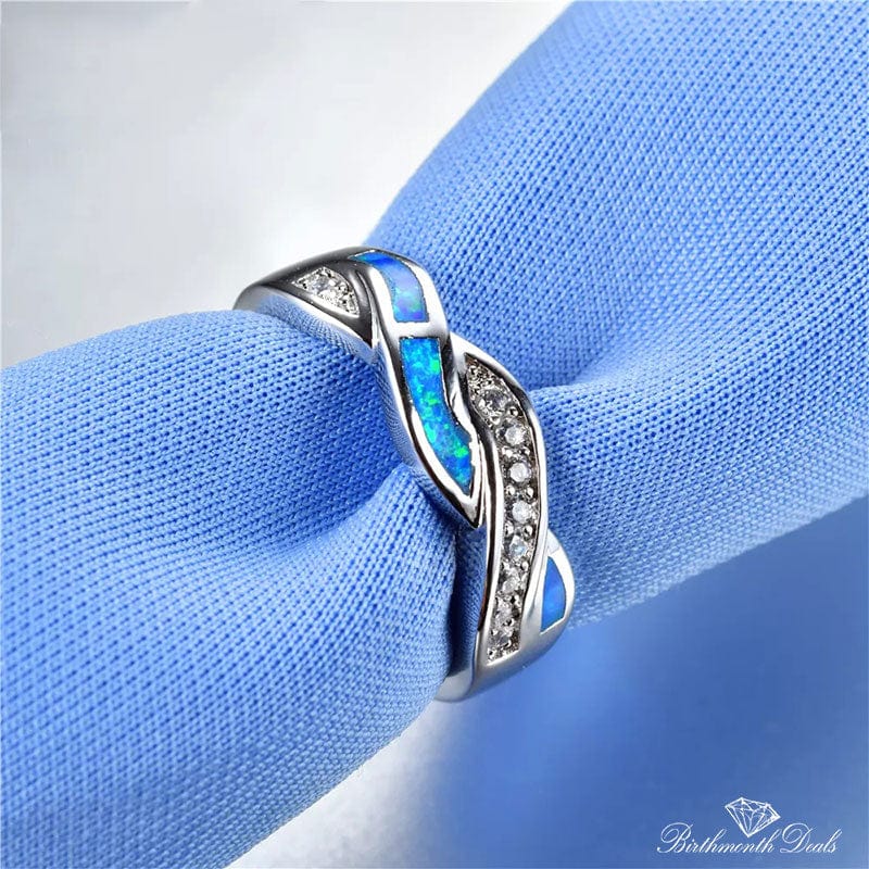 October Blue Opal Birthstone Ring - Birthmonth Deals