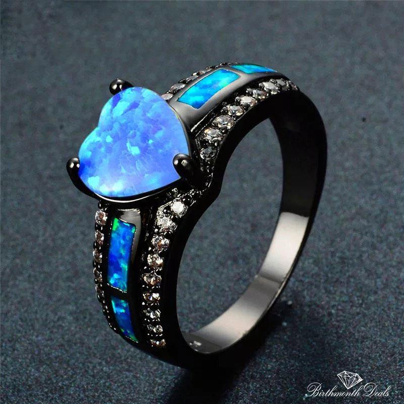 October Blue Opal Birthstone Ring - Birthmonth Deals