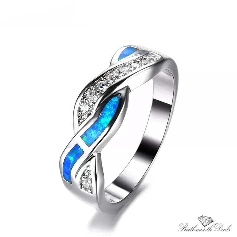 October Blue Opal Birthstone Ring - Birthmonth Deals