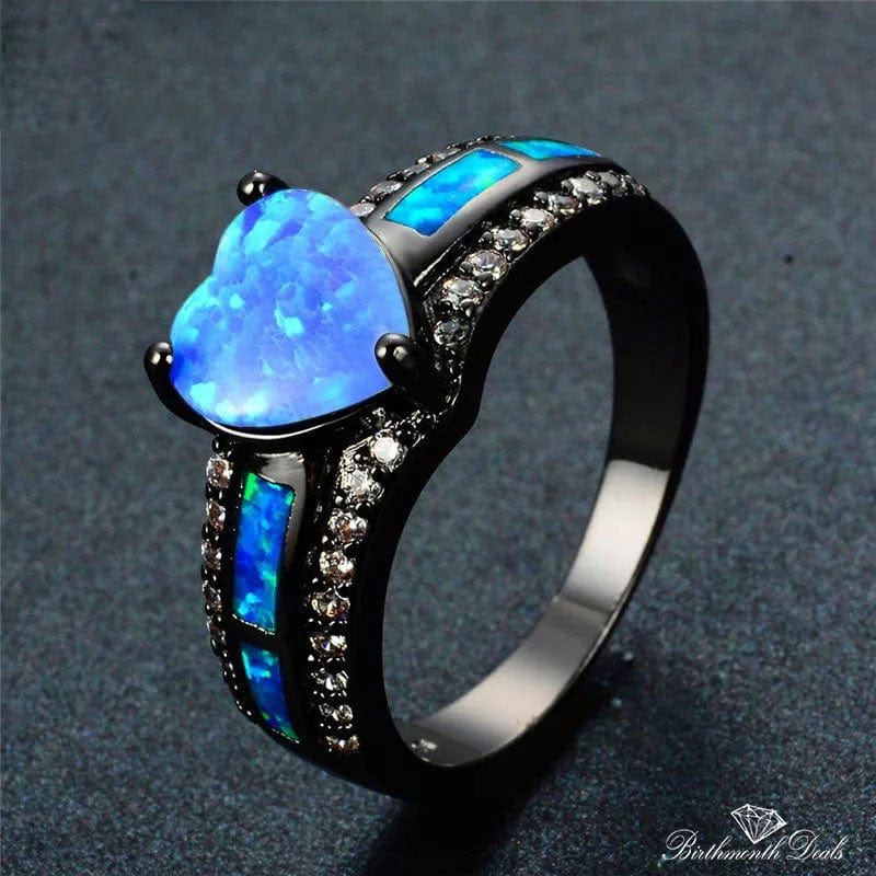 October Blue Opal Birthstone Ring - Birthmonth Deals