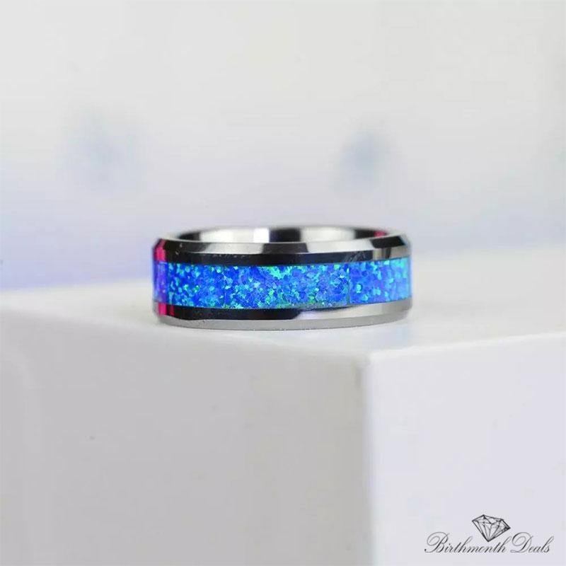 October Blue Opal Birthstone Ring - Birthmonth Deals