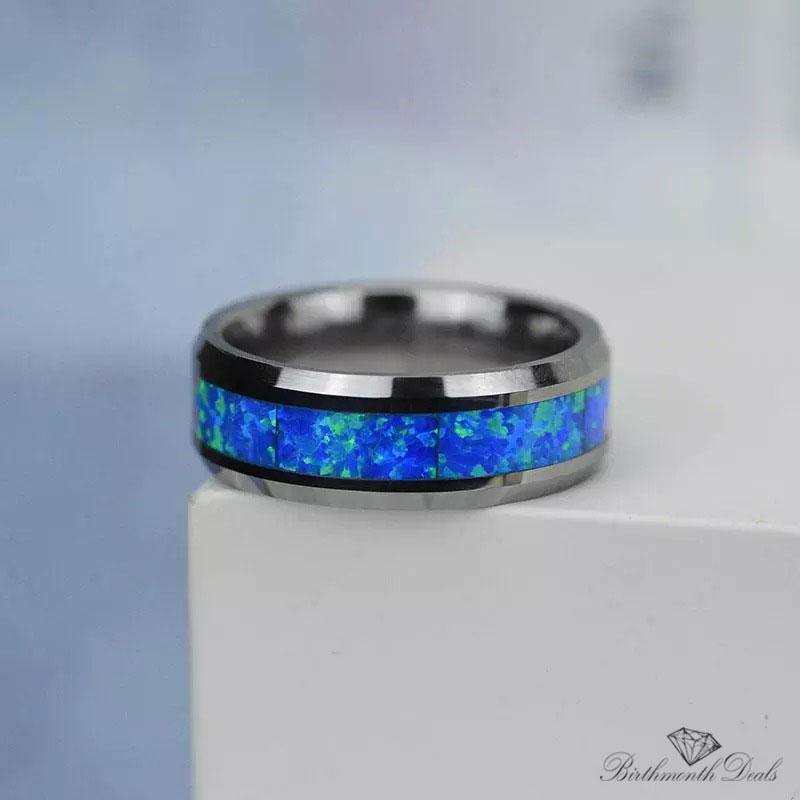 October Blue Opal Birthstone Ring - Birthmonth Deals