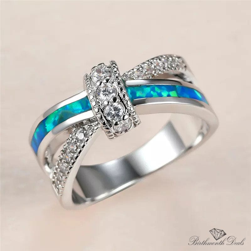 October Blue Opal Birthstone Ring - Birthmonth Deals