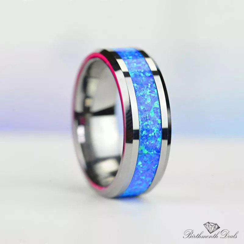 October Blue Opal Birthstone Ring - Birthmonth Deals