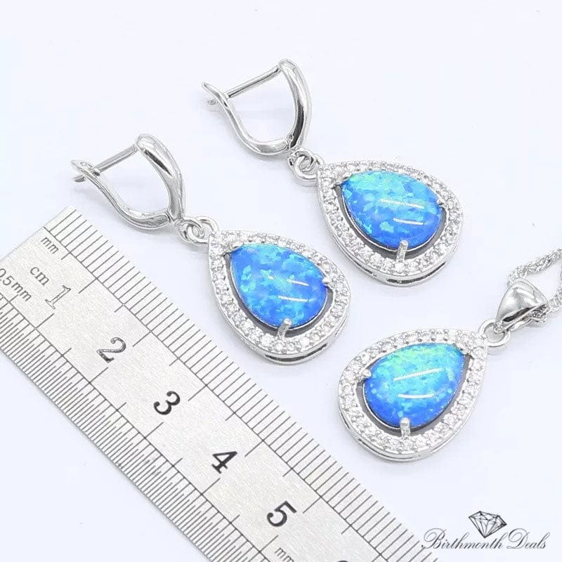 October Blue Opal Birthstone Jewelry Set - Birthmonth Deals