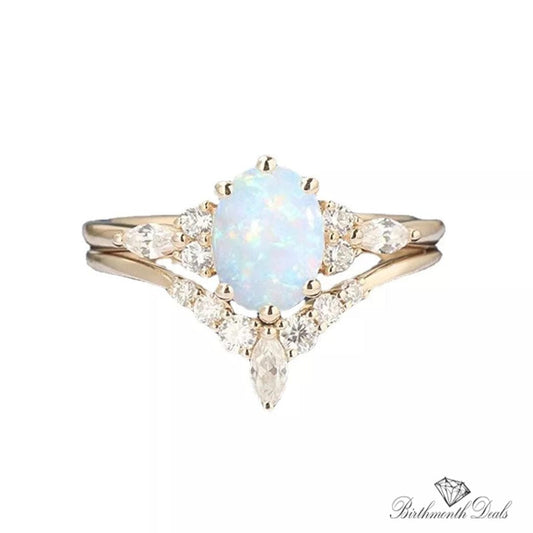 October Opal Birthstone Stacking Ring - Birthmonth Deals