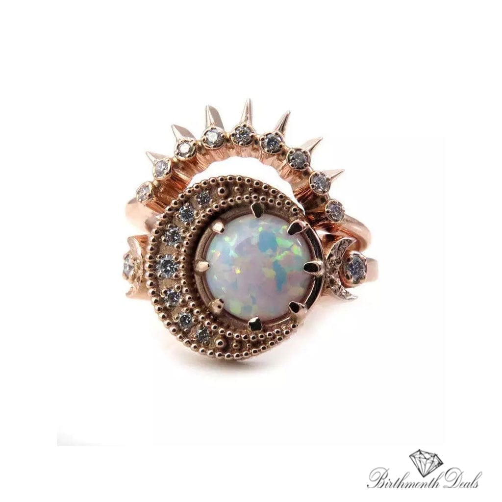 October Opal Birthstone Stacking Ring - Birthmonth Deals