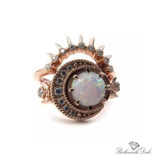 October Opal Birthstone Stacking Ring - Birthmonth Deals