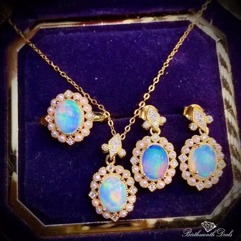 October Opal Birthstone Jewelry Set - Birthmonth Deals