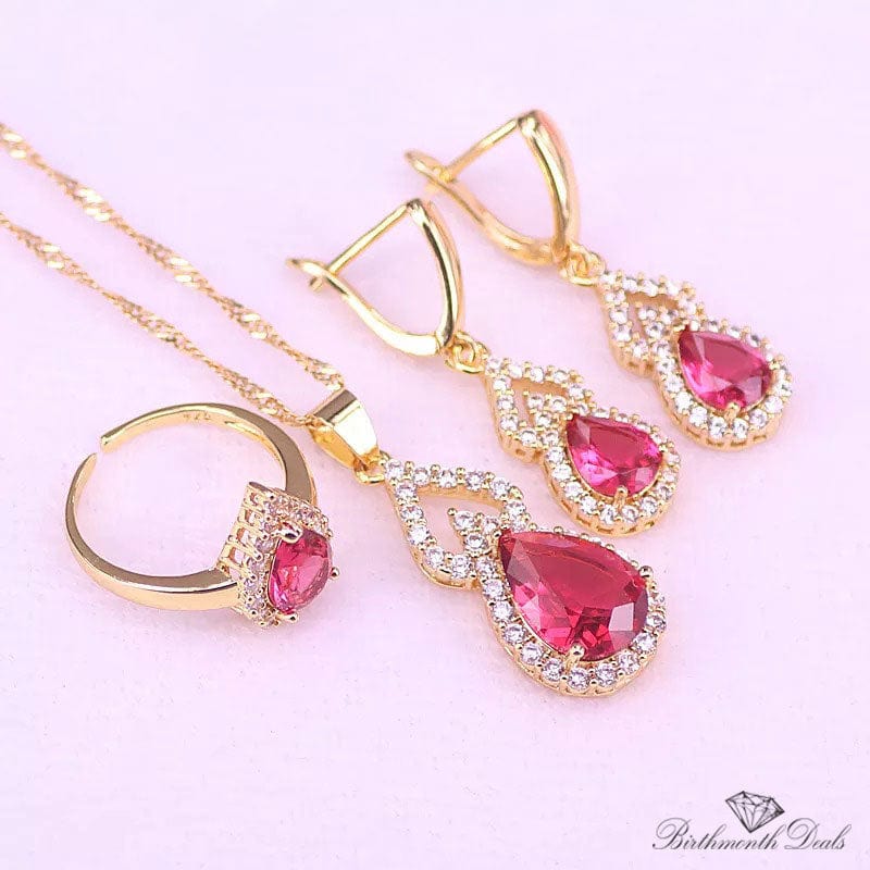 October Pink Tourmaline Birthstone Jewelry Set - Birthmonth Deals