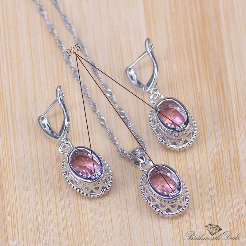 October Pink Tourmaline Birthstone Jewelry Set - Birthmonth Deals