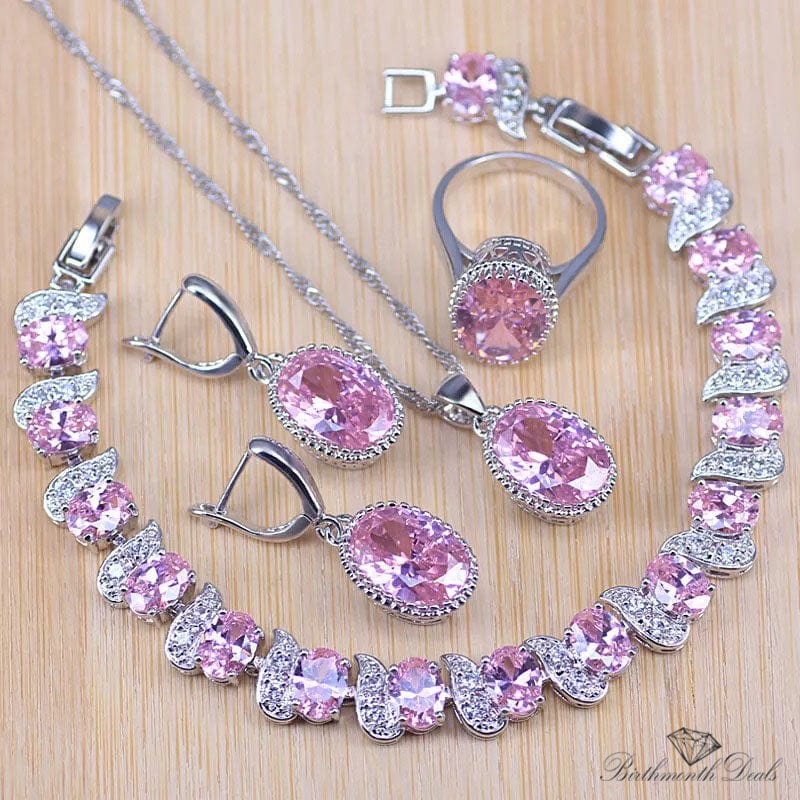 October Pink Tourmaline Birthstone Jewelry Set - Birthmonth Deals