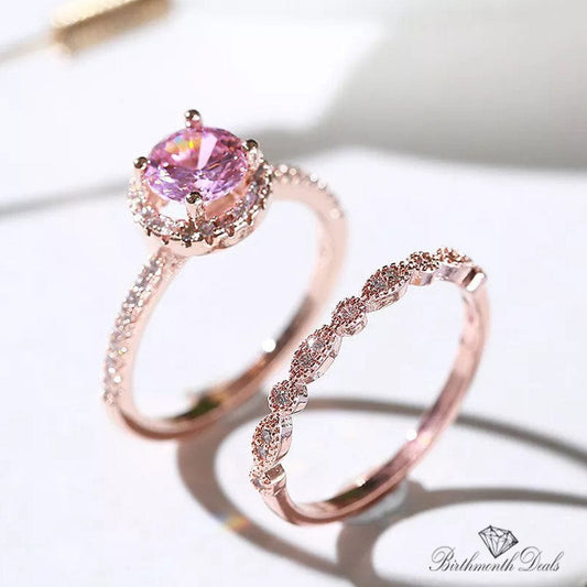 October Pink Tourmaline Birthstone Stacking Ring - Birthmonth Deals