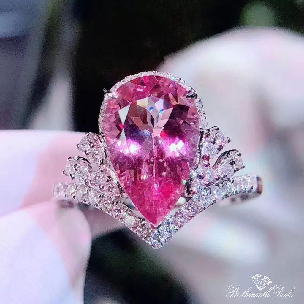 October Pink Tourmaline Birthstone Ring - Birthmonth Deals