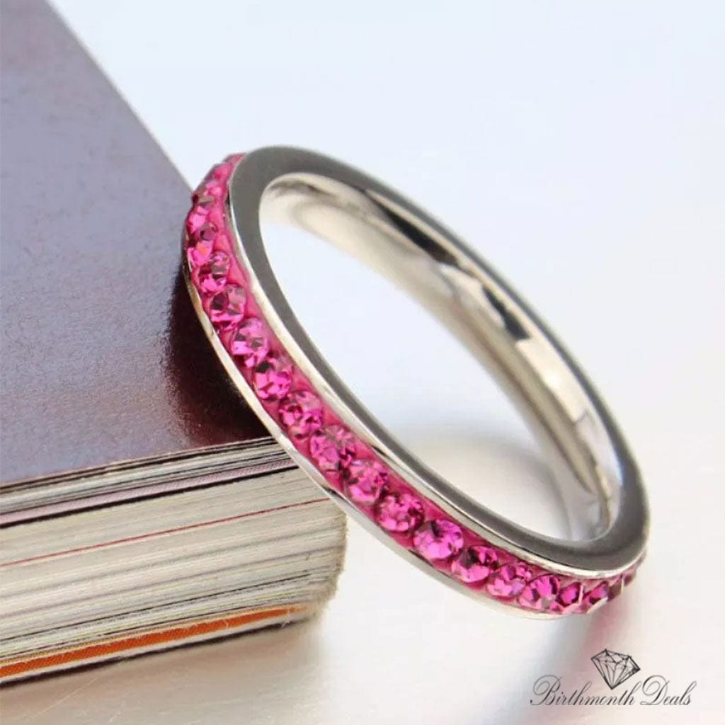 October Pink Tourmaline Opal Birthstone Ring - Birthmonth Deals