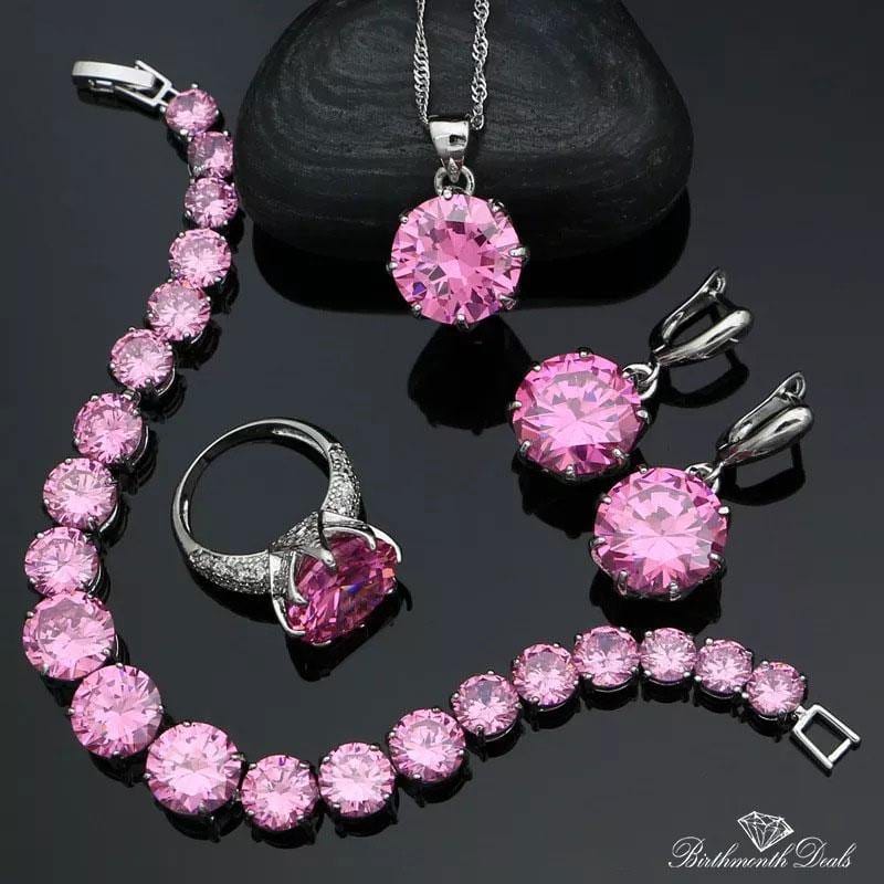 October Tourmaline Birthstone Jewelry Set - Birthmonth Deals