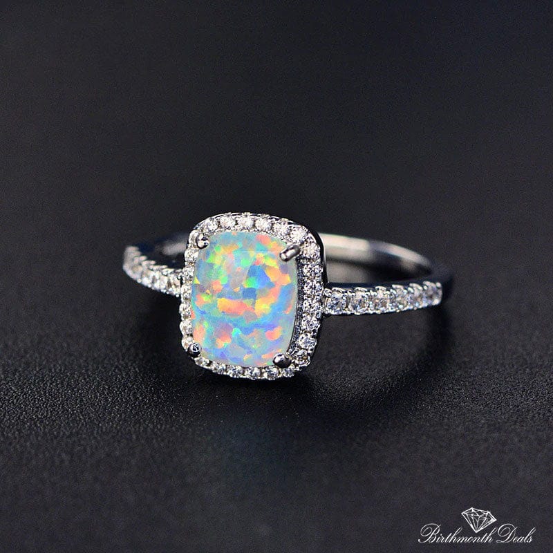 October White Opal Birthstone Ring - Birthmonth Deals